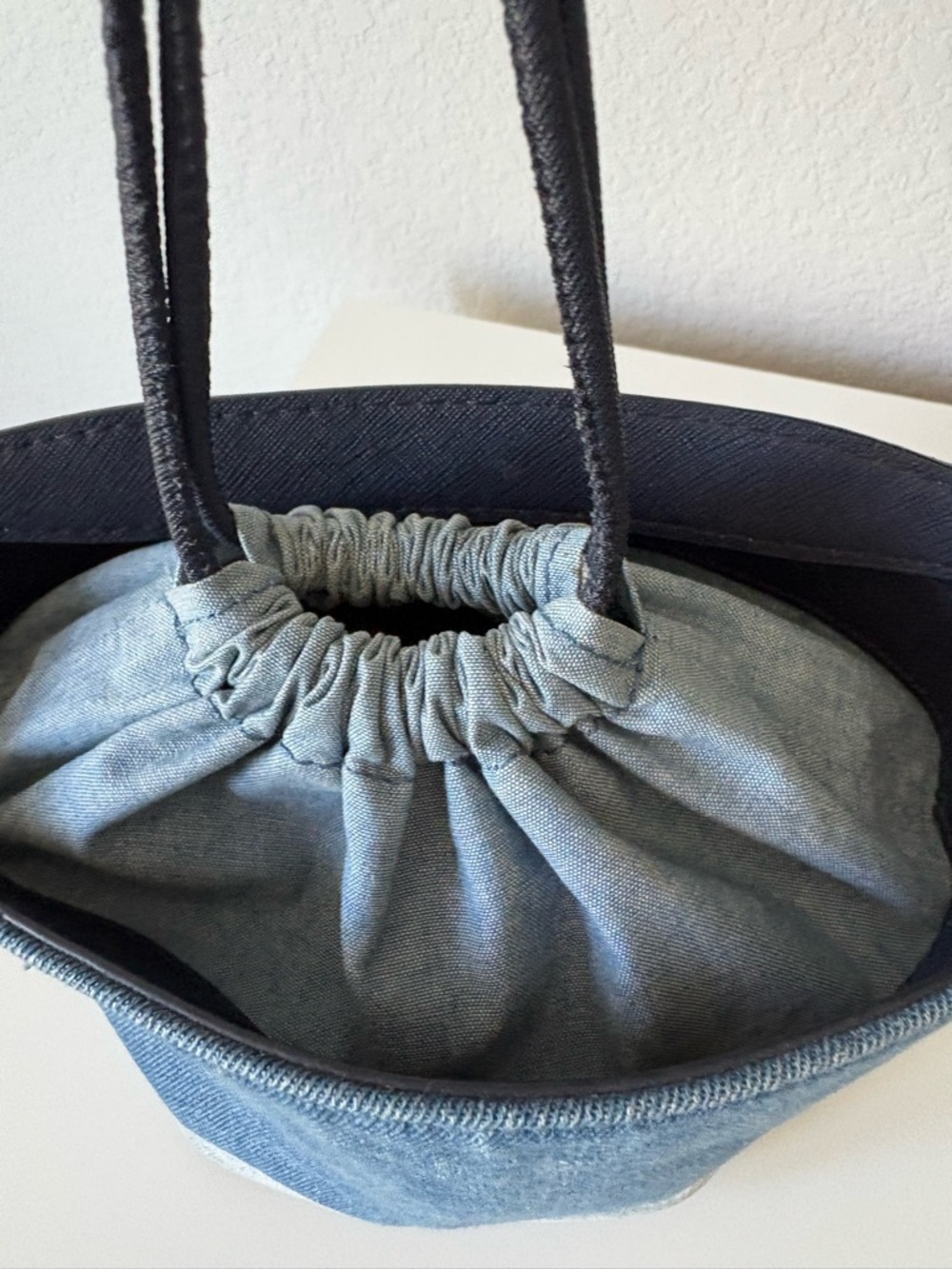kate spade California dream in puppy Denim Palm Embroidered Crossbody Bucket Bag - Picture 6 of 11